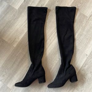 Over the knee block heel boot